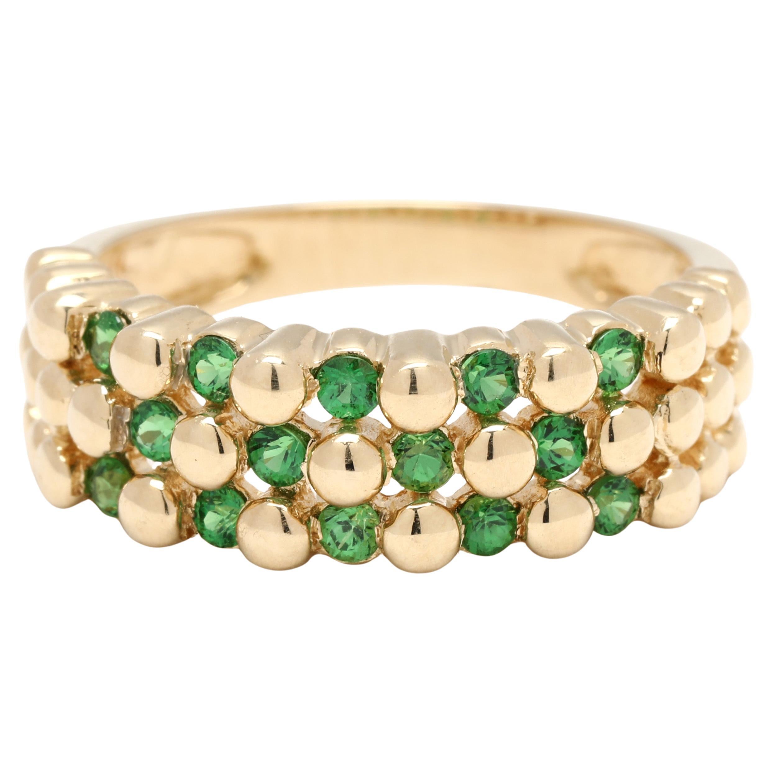 LeVian .40ctw Tsavorite Garnet Dot Band Ring, 14k Yellow Gold, Ring Size 6