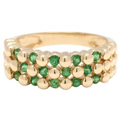 LeVian .40ctw Tsavorite Garnet Dot Band Ring, 14k Yellow Gold, Taille 6