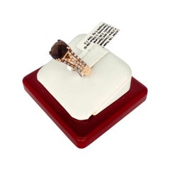 LeVian 4.23tcw Chocolate Smokey Quartz and Diamonds Ring 14k Rose Gold