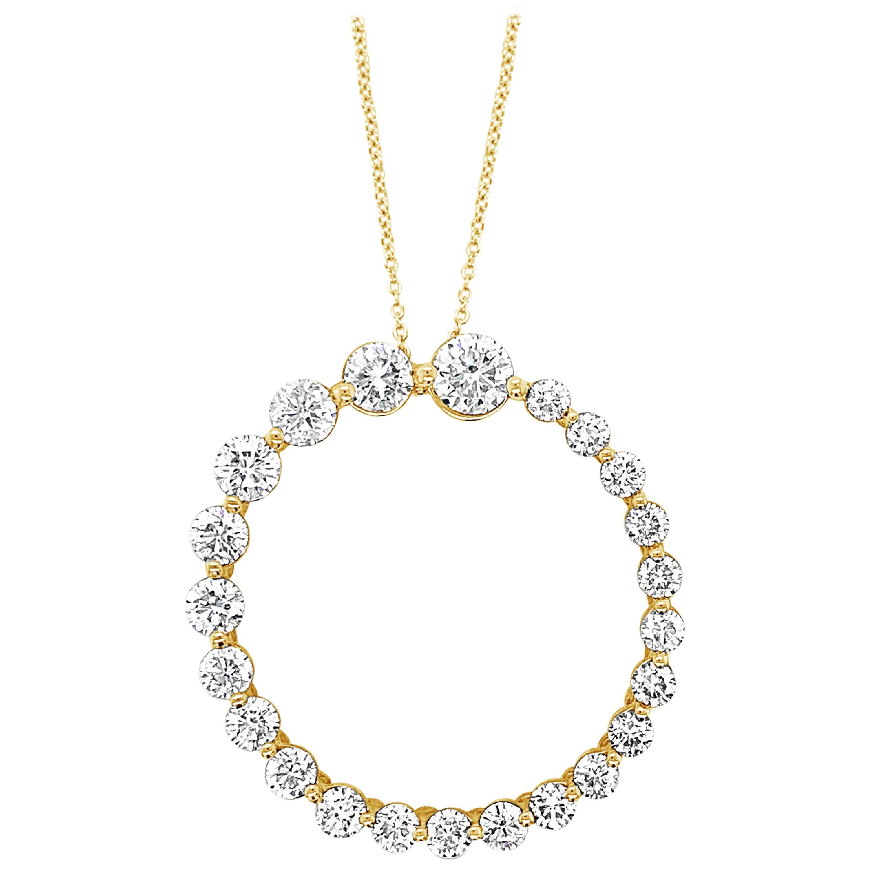 LeVian 14K Yellow Gold Diamond Open Circle Eternity Journey Pendant Necklace
