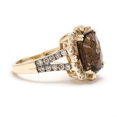 LeVian 4,5 Karat Rauchquarz und Diamantring, 14k Gelbgold, Ring Größe 7