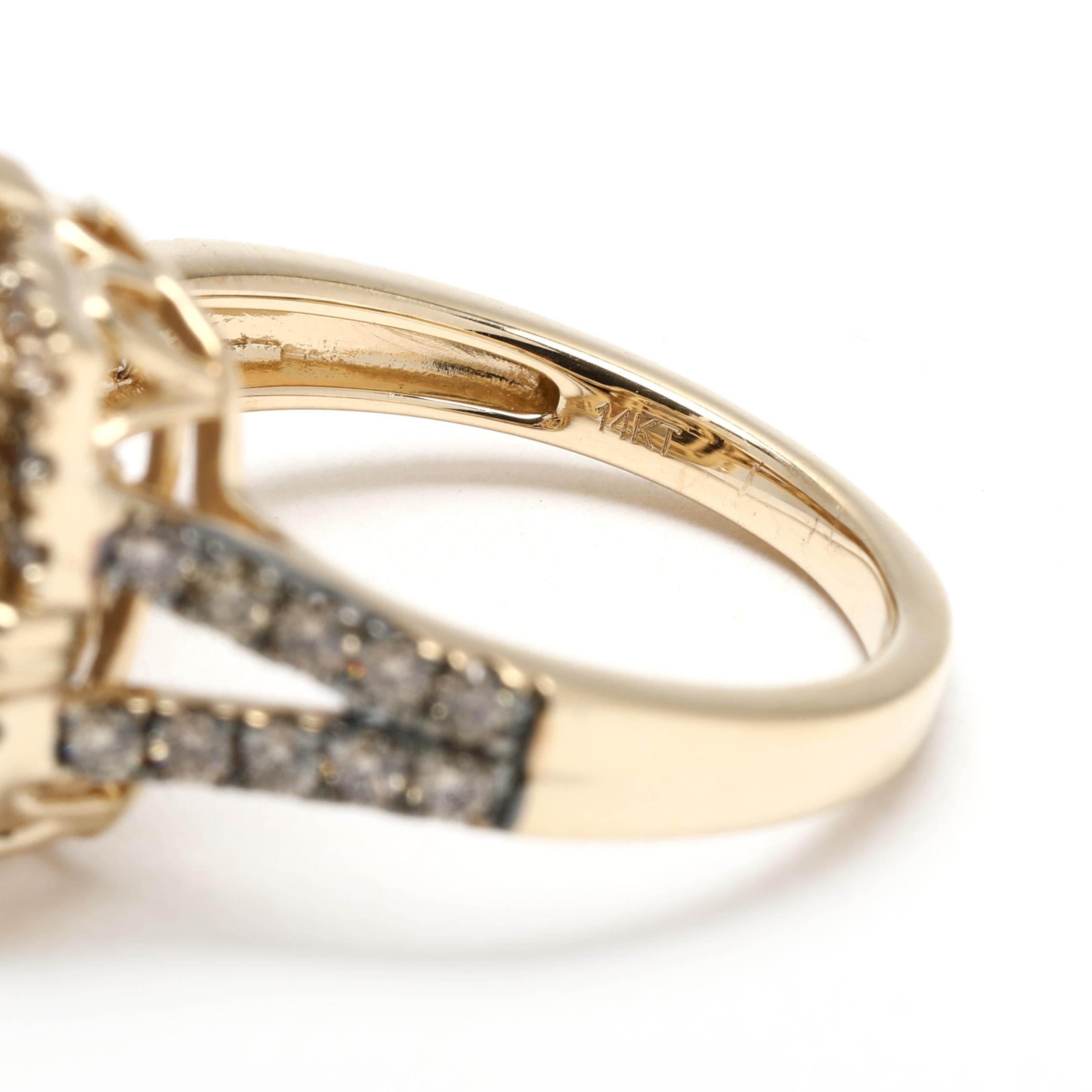 Femenino o masculino Anillo LeVian de cuarzo ahumado y diamantes de 4,5 ctw, oro amarillo de 14k, talla 7 en venta