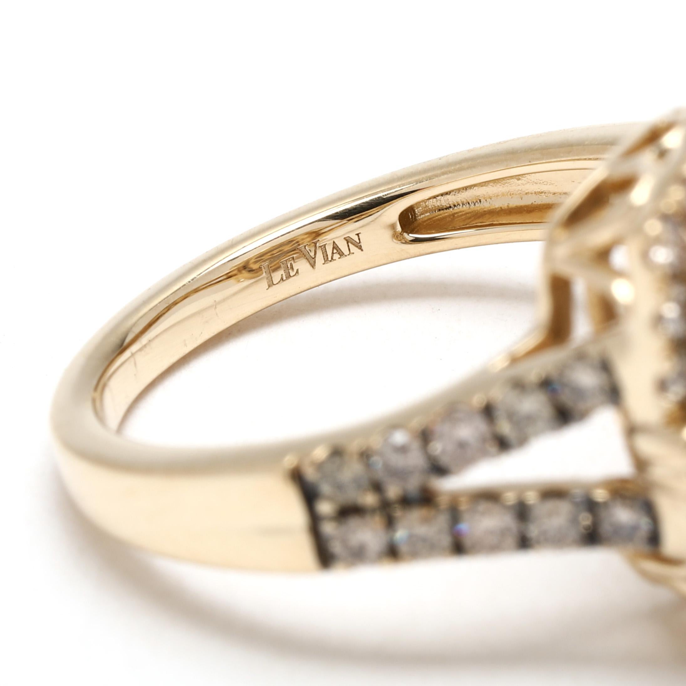 Anillo LeVian de cuarzo ahumado y diamantes de 4,5 ctw, oro amarillo de 14k, talla 7 en venta 1