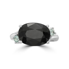 Le Vian 925 Sterling Silber Schwarzer Saphir Blauer Zirkon Edelstein Cocktail-Ring