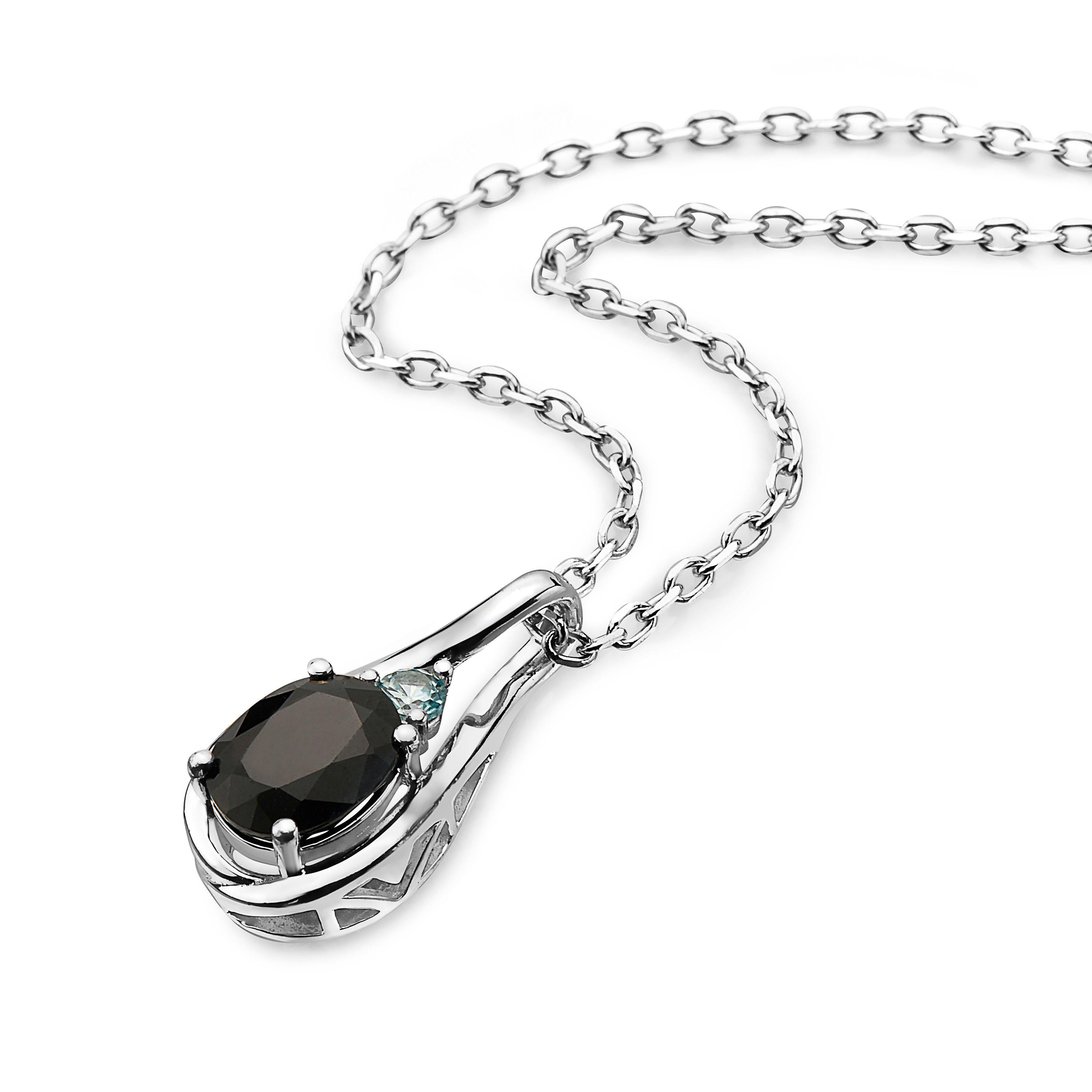 Collana con ciondolo con pietra preziosa LeVian 925 in argento sterling, zaffiro nero e zircone blu In condizioni Nuovo a Great Neck, NY