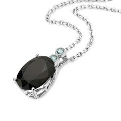 Le Vian 925 Sterling Silver Black Sapphire Blue Zircon Gemstone Pendant Necklace