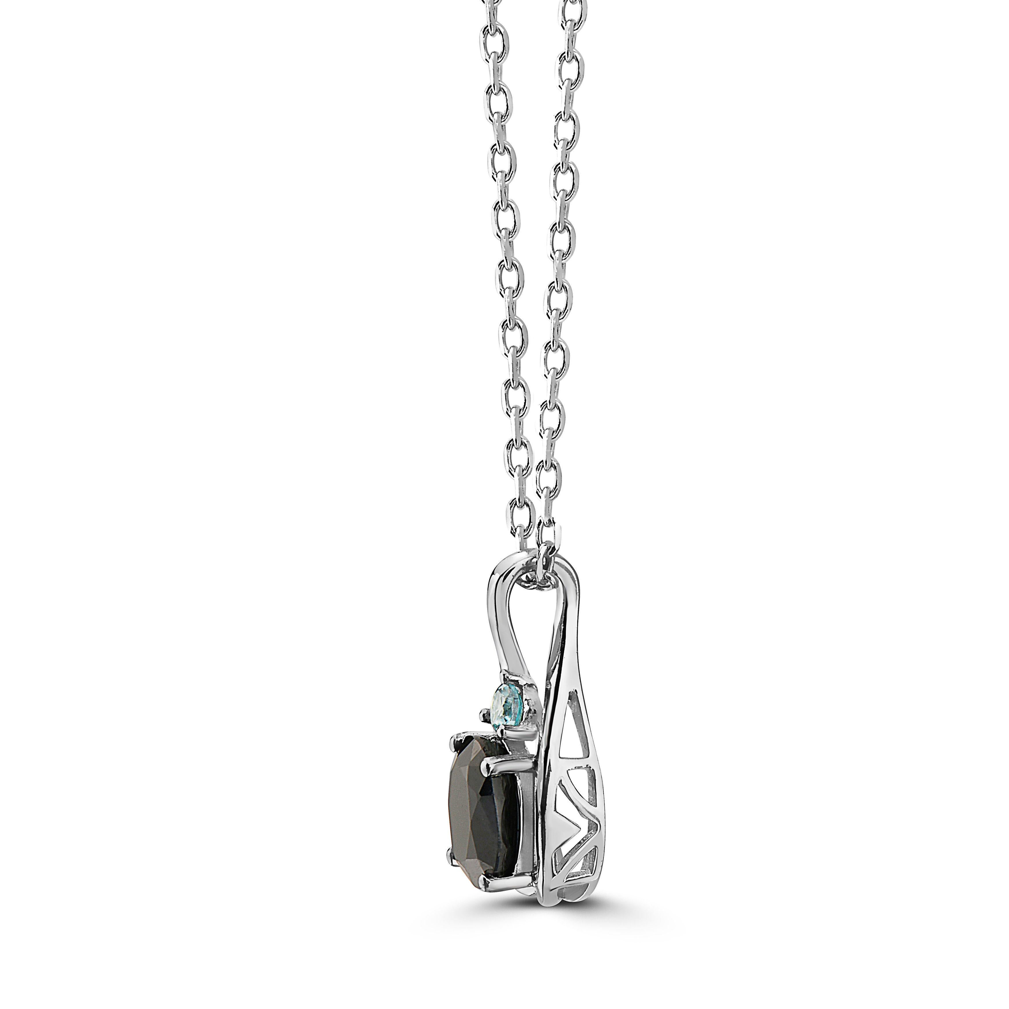 da uomo o donna Collana con ciondolo con pietra preziosa LeVian 925 in argento sterling, zaffiro nero e zircone blu