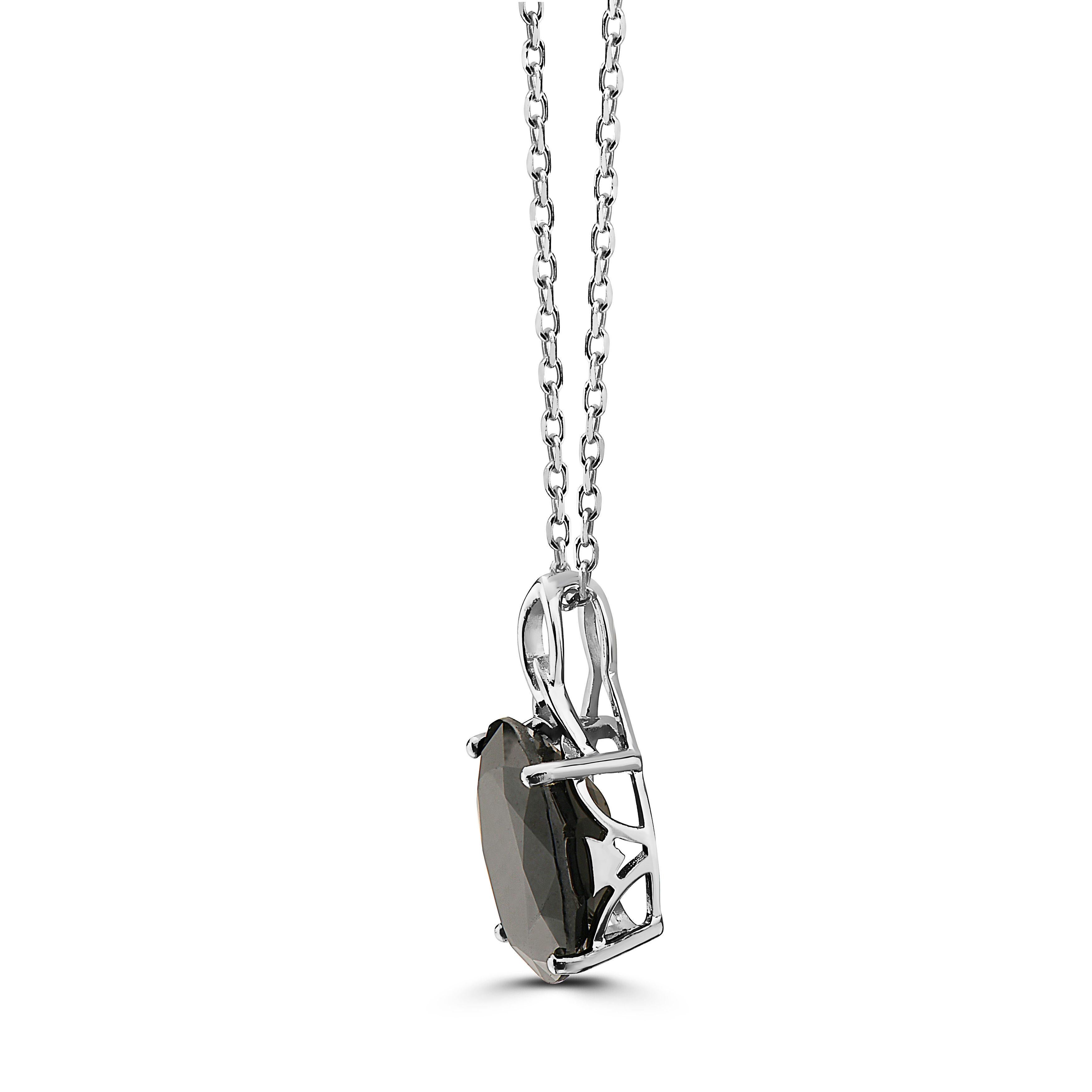 Women's or Men's LeVian 925 Sterling Silver Black Sapphire Gemstone Beautiful Pendant Necklace For Sale