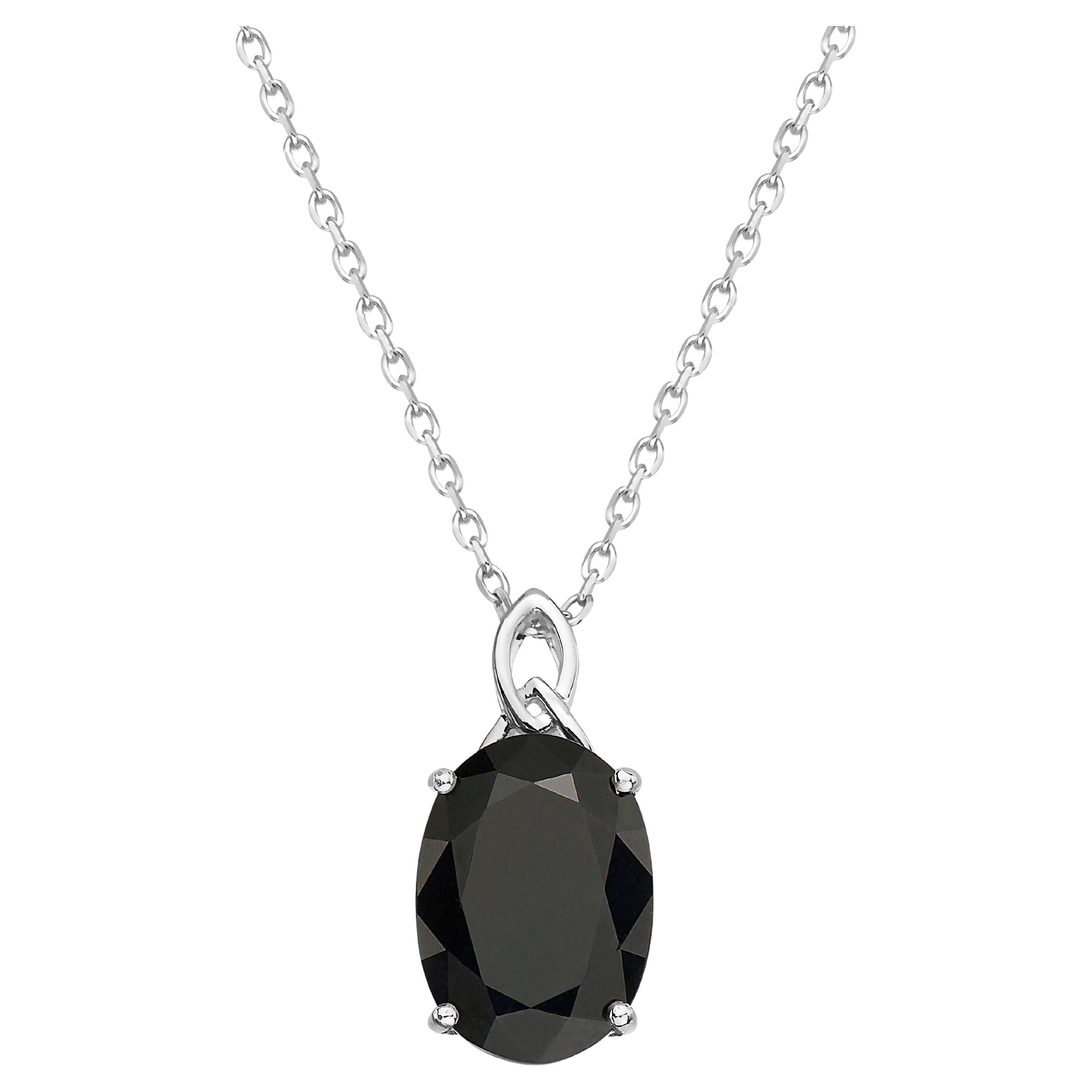 LeVian 925 Sterling Silver Black Sapphire Gemstone Beautiful Pendant Necklace For Sale