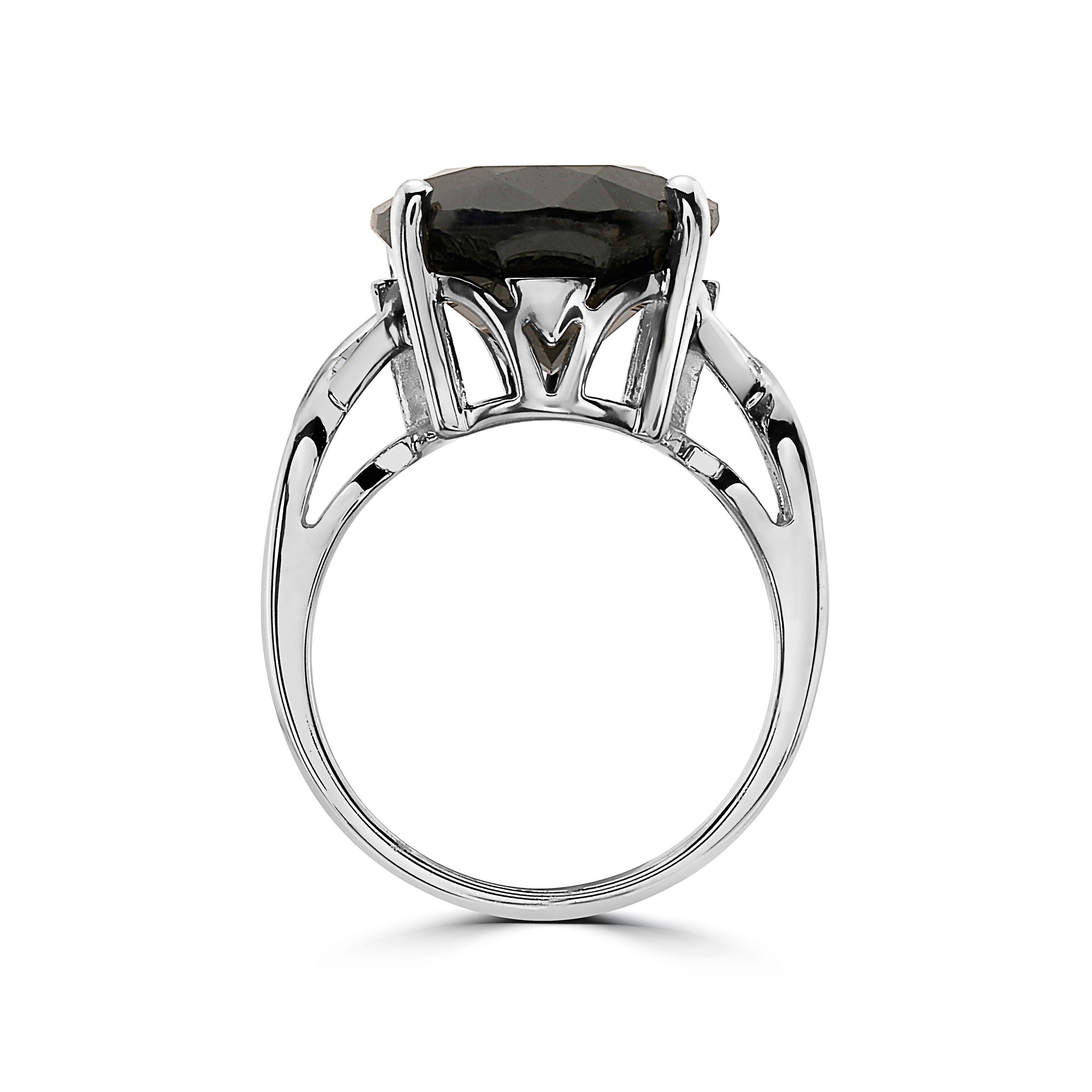 Women's or Men's LeVian 925 Sterling Silver Black Sapphire Gemstone Cocktail Solitaire Ring For Sale