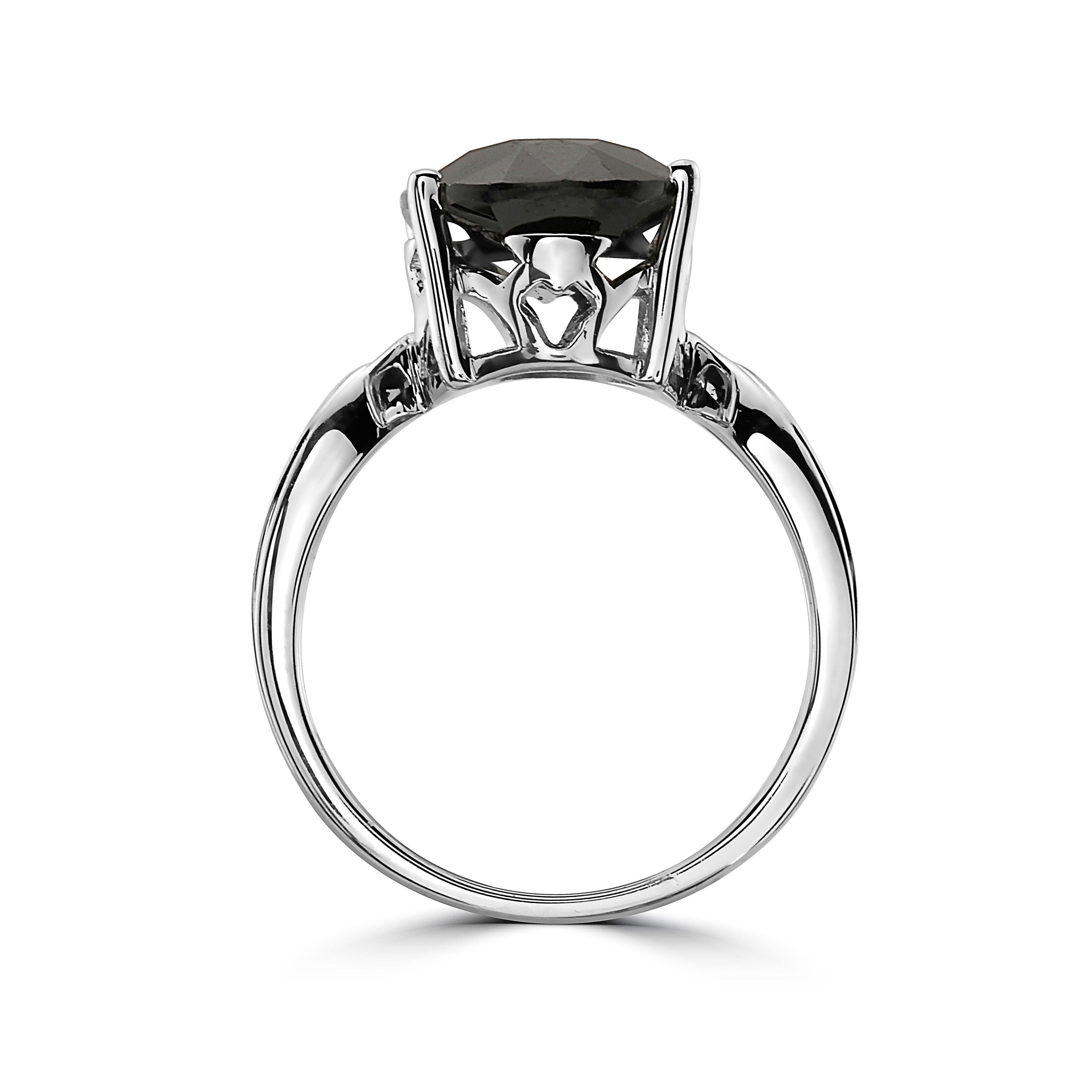Women's or Men's LeVian 925 Sterling Silver Black Sapphire Gemstone Cocktail Solitaire Ring For Sale