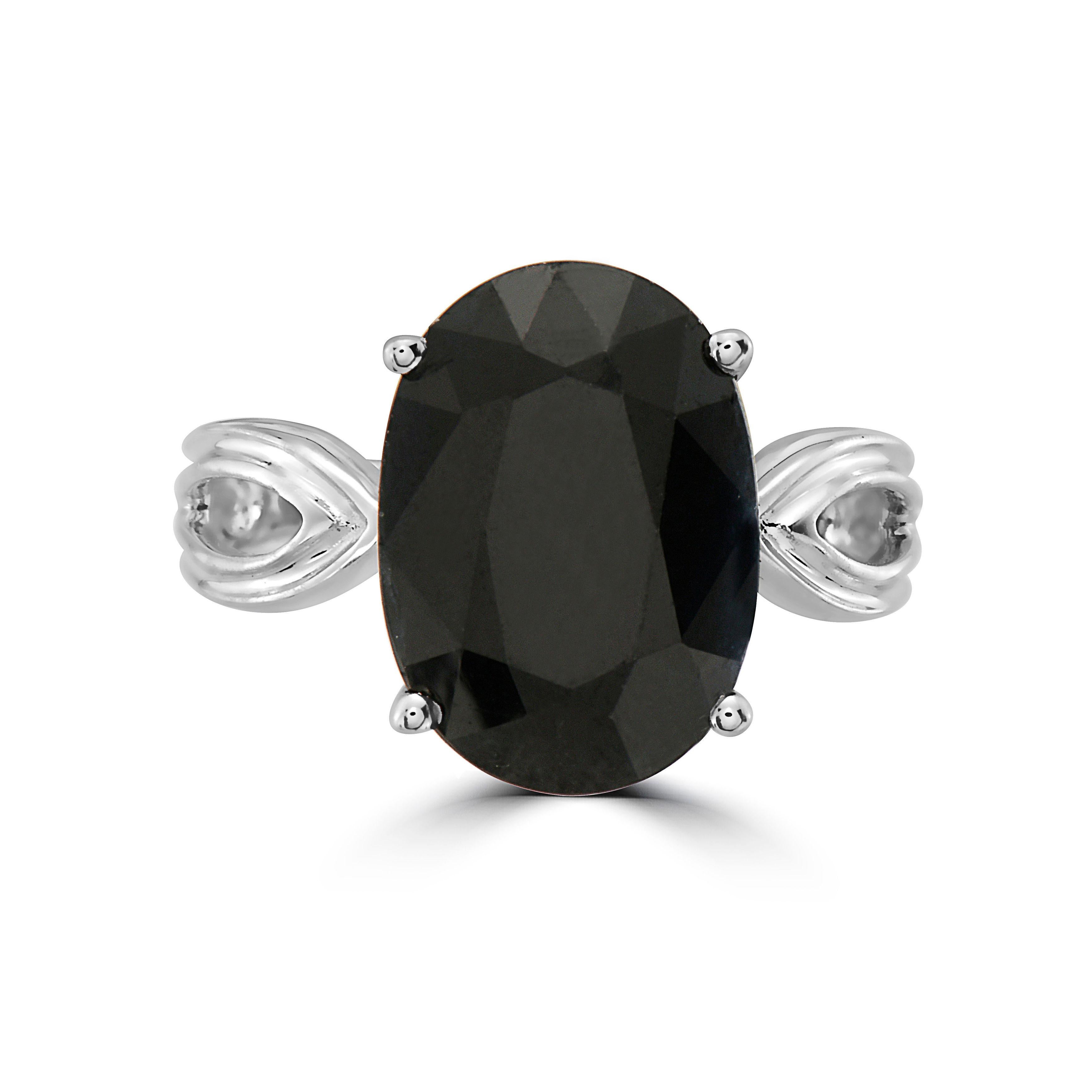 LeVian 925 Sterling Silver Black Sapphire Gemstone Cocktail Solitaire Ring 1