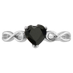 Levian 925 Sterling Silver Black Sapphire Gemstone Solitaire Cocktail Ring