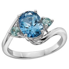 LeVian 925 Sterling Silver Blue Topaz Zircon Gemstone Beautiful Cocktail Ring