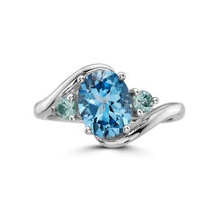 LeVian 925 Sterling Silver Blue Topaz Zircon Gemstone Beautiful Cocktail Ring