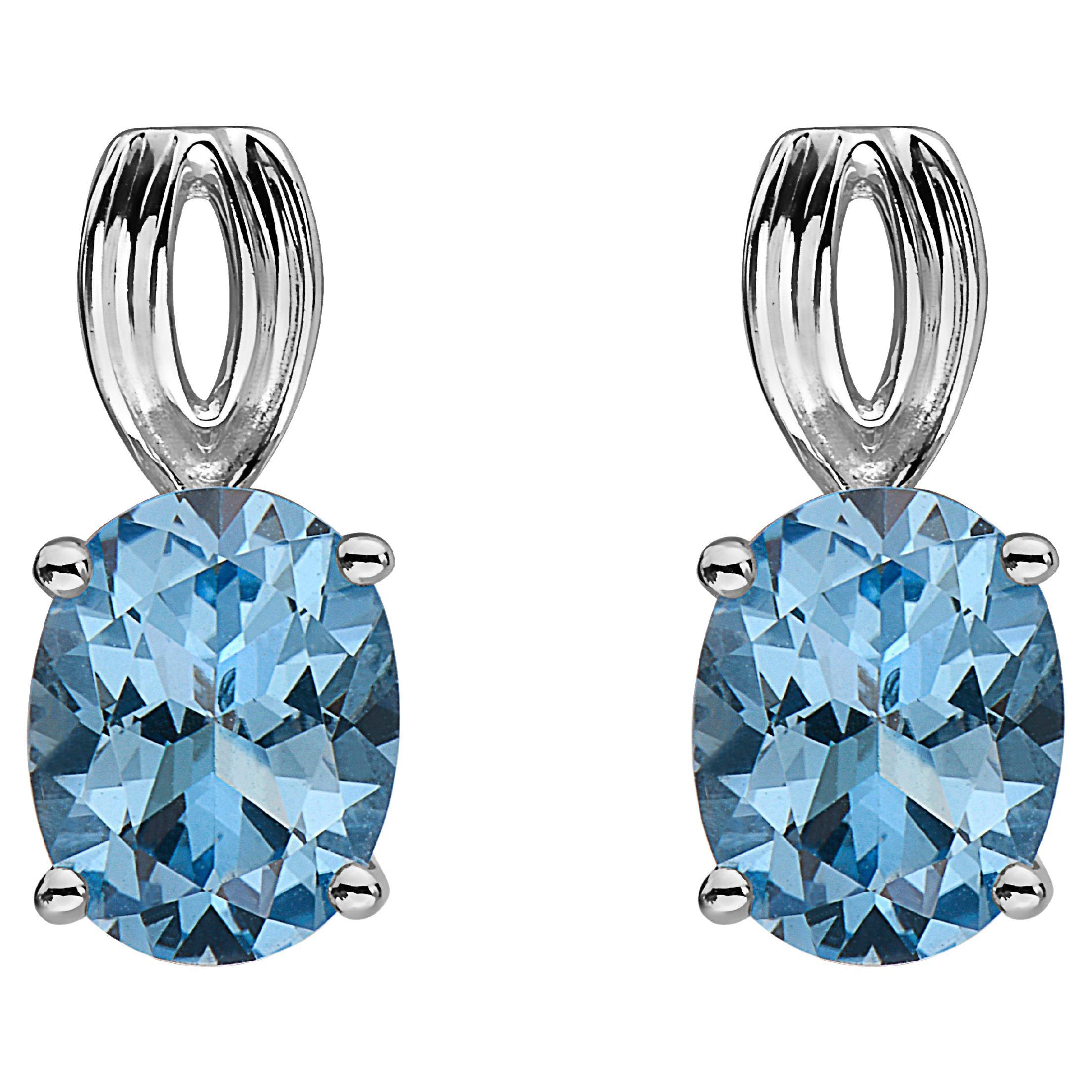 Schöne Fancy Ohrringe von LeVian 925 Sterling Silber Blautopas Zirkon Edelstein