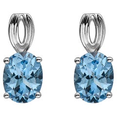 Magnifiques boucles d'oreilles élégantes en argent sterling 925 avec topaze bleue, zircon et pierre précieuse