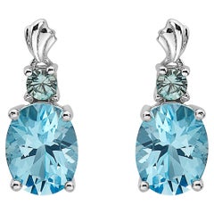 LeVian 925 Sterling Silver Blue Topaz Zircon Gemstone Beautiful Fancy Earrings