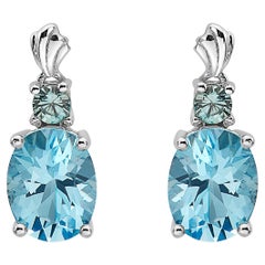 LeVian 925 Sterling Silver Blue Topaz Zircon Gemstone Beautiful Fancy Earrings