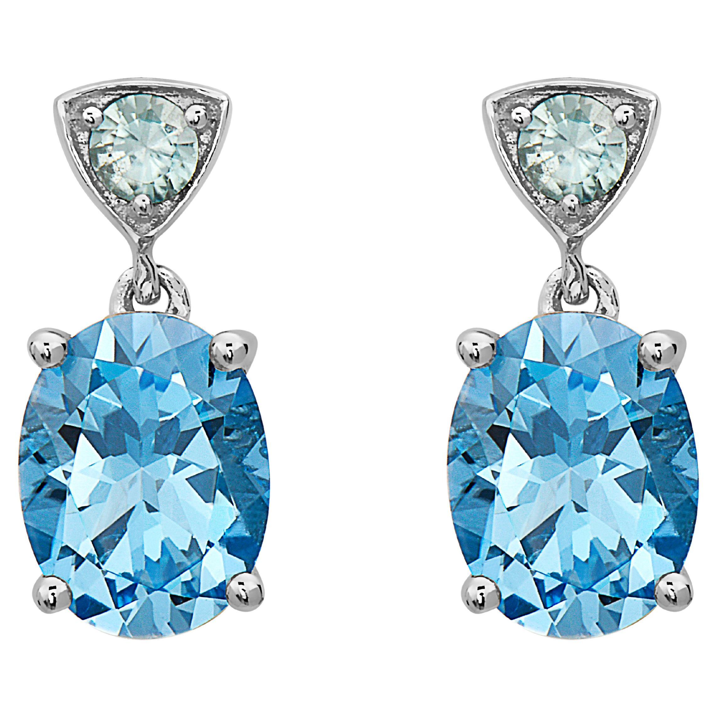 Le Vian 925 Sterling Silver Blue Topaz Zircon Gemstone Beautiful Fancy Earrings For Sale