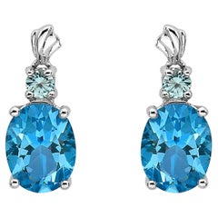 Orecchini Levian in argento 925, Topazio blu e zircone, bella pietra preziosa