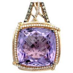 Le Vian Pendentif de style halo de diamants chocolat et améthyste en or rose 14 carats
