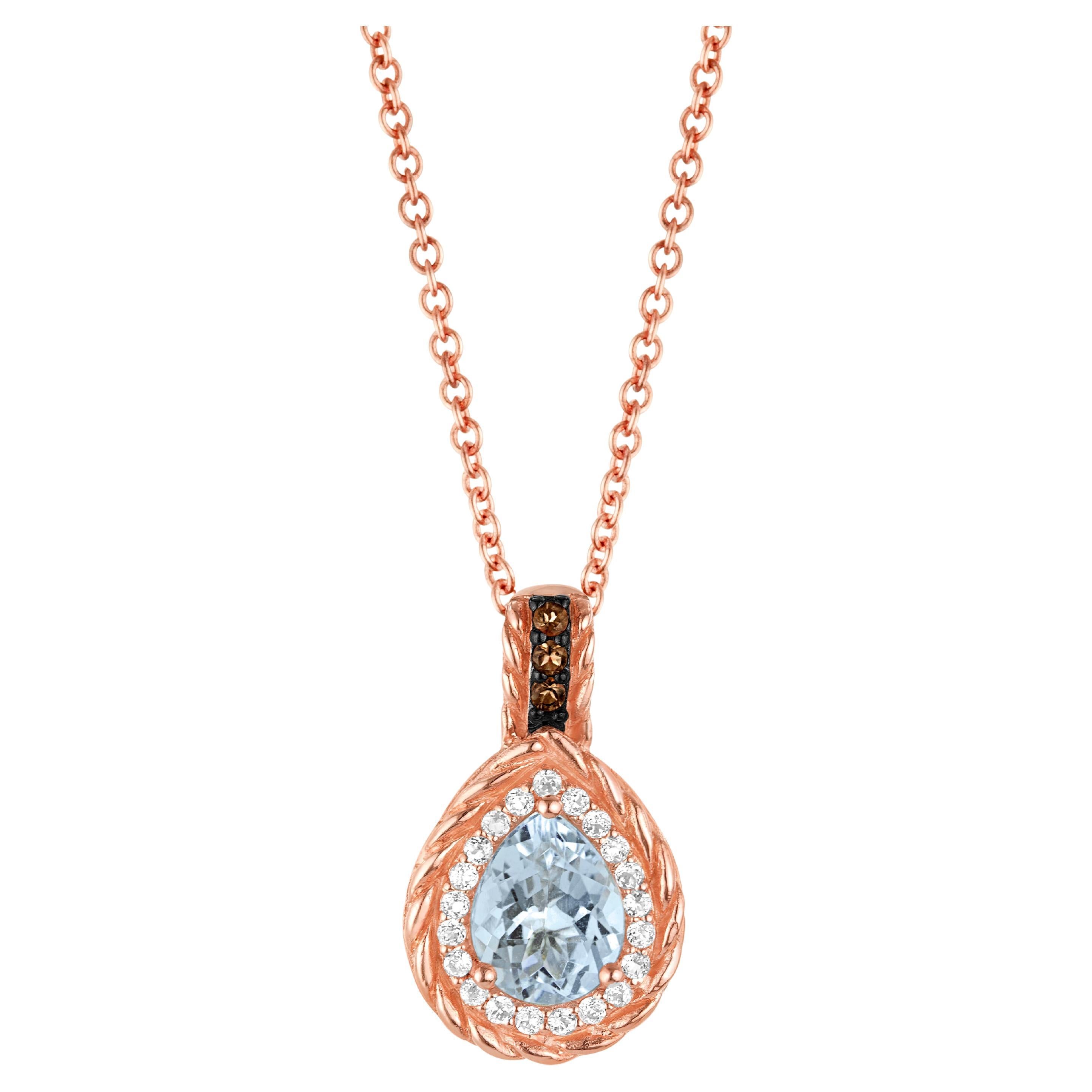 Le Vian Aqua Aquamarine and Smoky Quartz Pendant in 14K Rose Gold