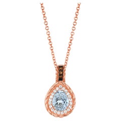 Le Vian Aqua Aquamarine and Smoky Quartz Pendant in 14K Rose Gold