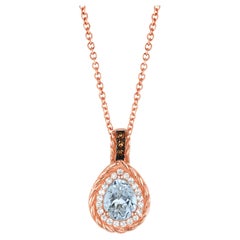 Le Vian Pendentif aigue-marine, aigue-marine et quartz fumé en or rose 14 carats