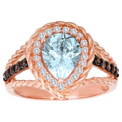 LeVian Bague aigue-marine, aigue-marine et quartz fumé en or rose 14 carats