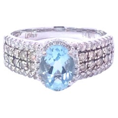 Le Vian Aquamarine and Diamond Statement Ring in 14k White Gold