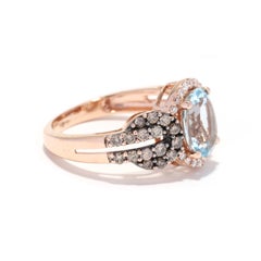 LeVian Aquamarine Diamond Ring, 14K Gold, March Birthstone, Le Vian Diamond Ring