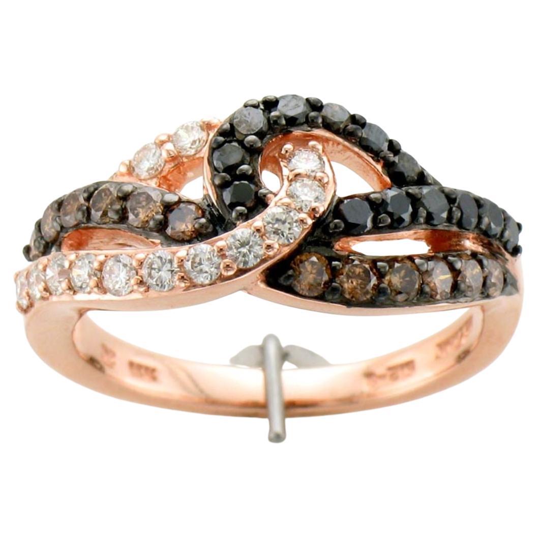 Levian Black Diamond Ring In 14K Rose Gold Size 7 For Sale