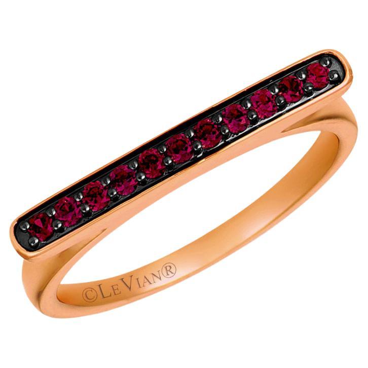 LeVian Black Rhodium 14K Rose Gold Red Rhodolite Garnet Shaped Ring For Sale