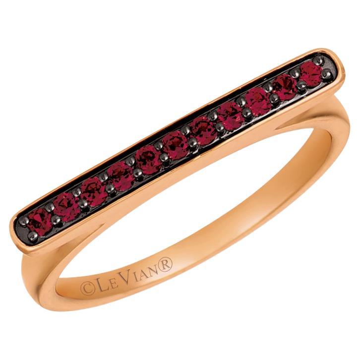 Levian Black Rhodium 14K Rose Gold Red Rhodolite Garnet Shaped Ring Size 7 For Sale