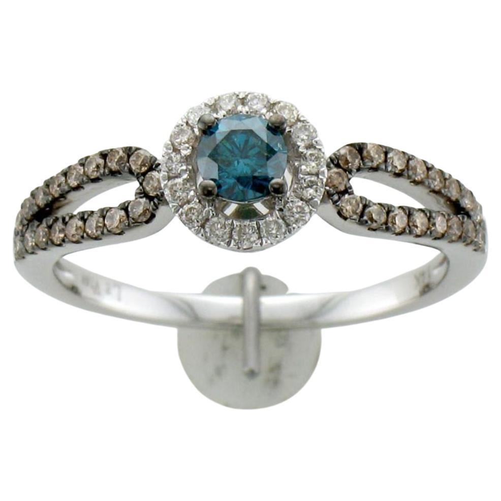 LeVian Blue Diamond Ring in 14K White Gold Size 7