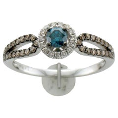 LeVian Blue Diamond Ring in 14K White Gold Size 7