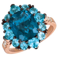 Levi Levian Blauer Londoner Blauer Topas und Diamantring aus 14K Roségold