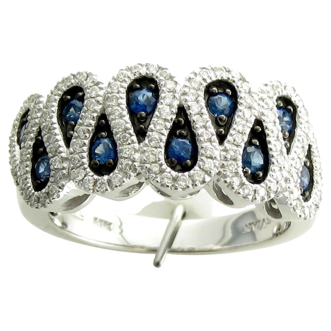 Levian Blue Sapphire and Diamond Ring in 14K White Gold For Sale
