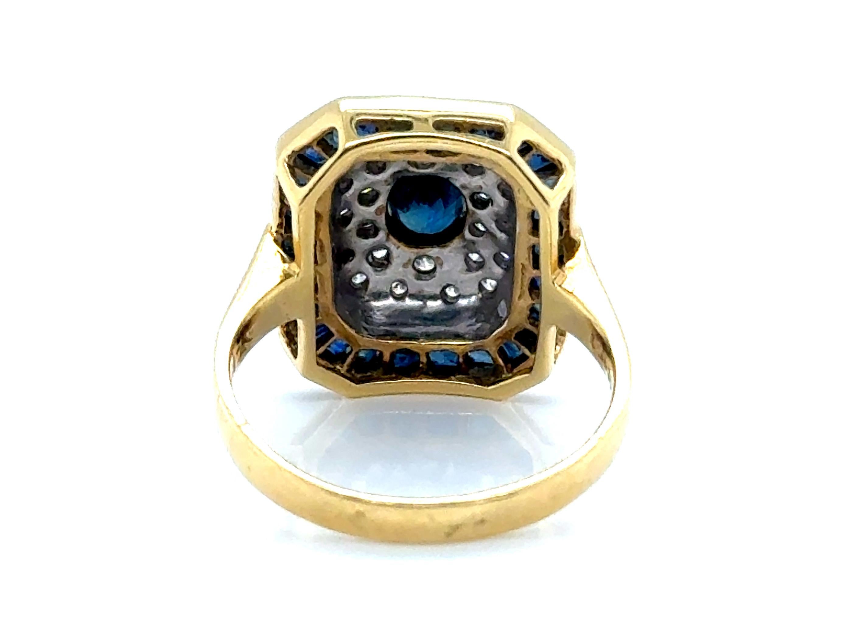 Levian Zafiro Azul Diamante Cocktail Anillo 2ct Oro Amarillo 18K en Excelente Estado en Dearborn, MI