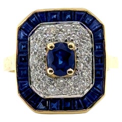 Levian Zafiro Azul Diamante Cocktail Anillo 2ct Oro Amarillo 18K