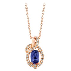 LeVian Blue Tanzanite and Diamond Pendant in 14K Rose Gold