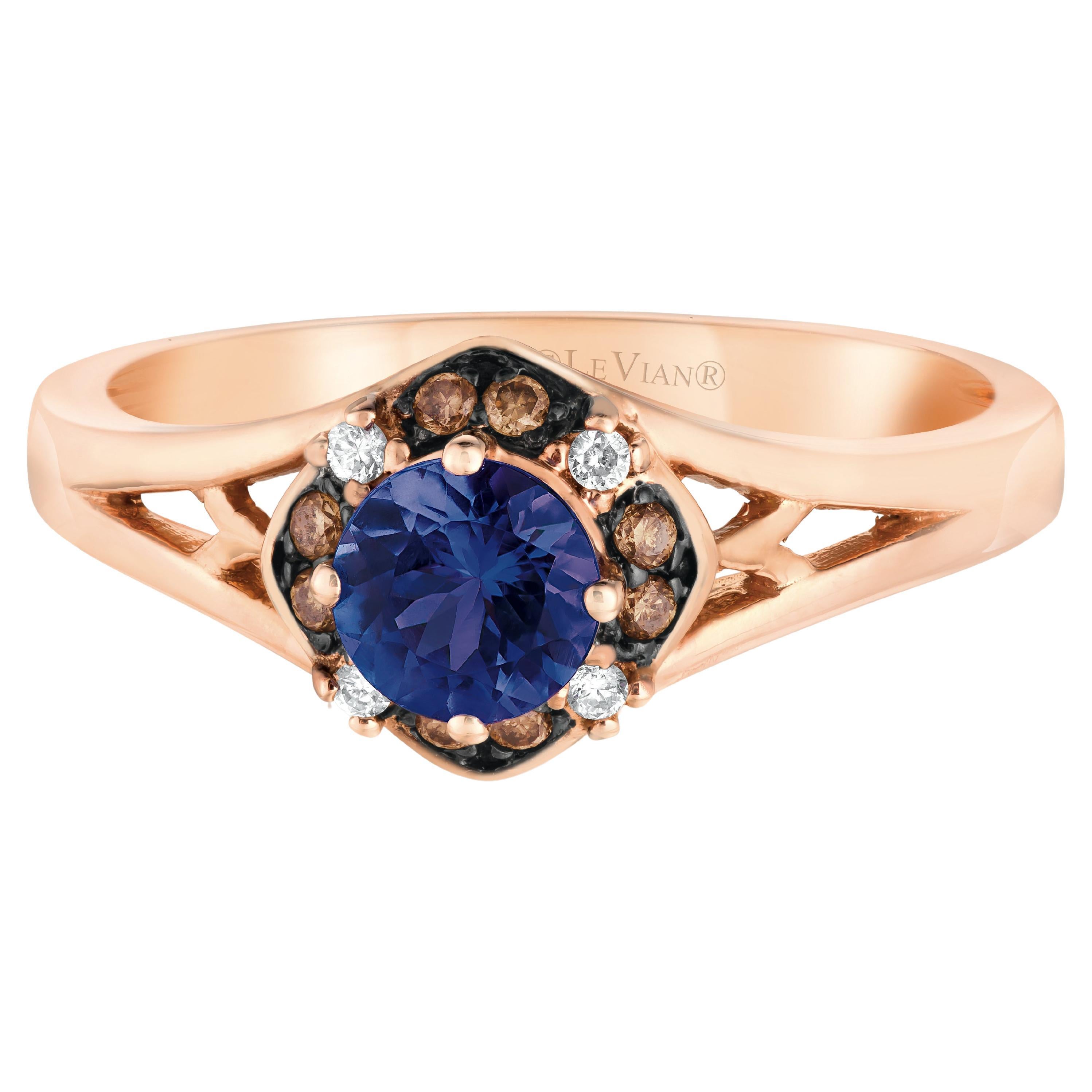 Levian Blue Tanzanite And Diamond Ring in 14K Rose Gold