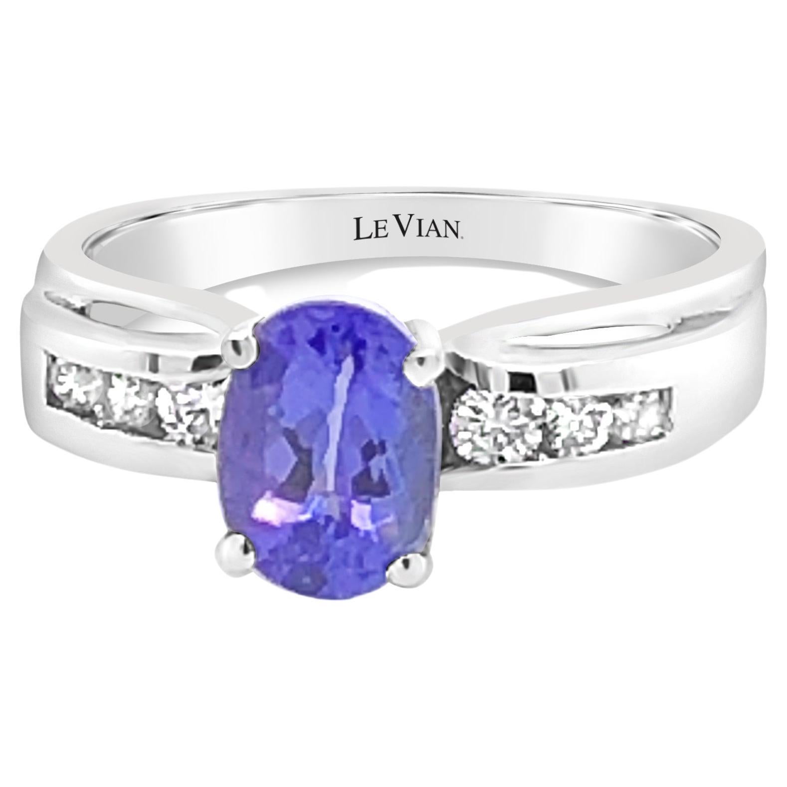 Levian Blue Tanzanite And Diamond Ring In 14K White Gold Size 5 For Sale