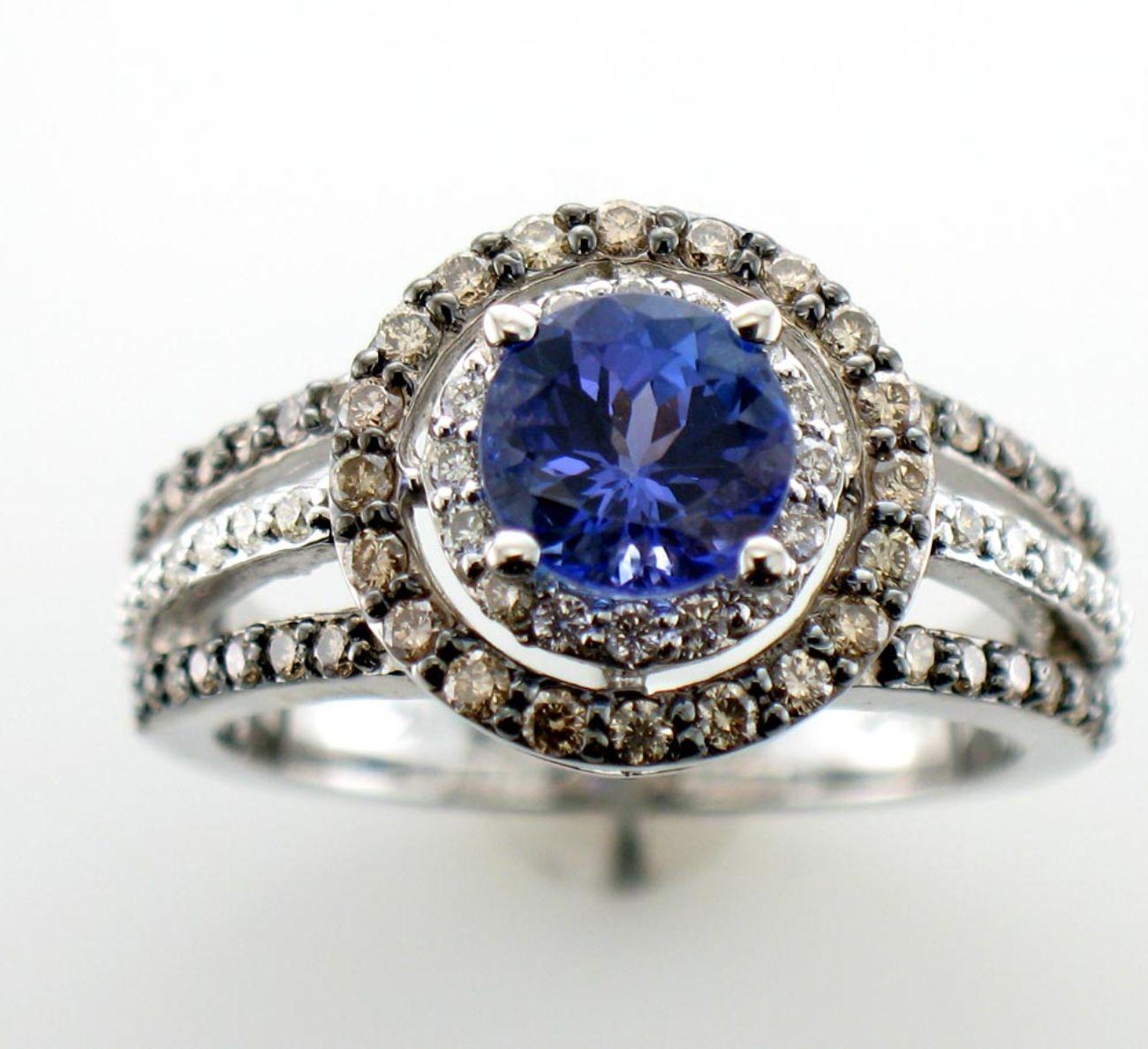 Levian Blue Tanzanite und Diamant-Ring in 14K Weißgold Größe 7
