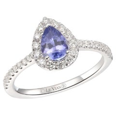 Ring aus 14 Karat Weißgold mit blauem Tansanit und Diamanten von Le Vian