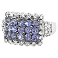 Levian Blue Tanzanite And Diamond Ring In 14K White Gold Size 7
