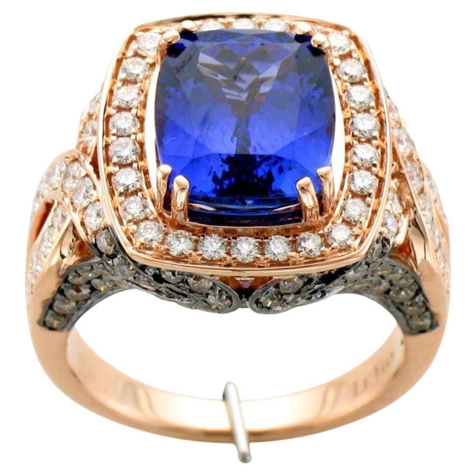 Levian Blue Tanzanite and Diamond Ring in 18K Rose Gold