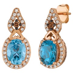 LeVian Blue Topaz and Diamond Earrings in 14K Rose Gold