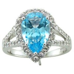 LeVian Blue Topaz and Sapphire Ring in 14K White Gold
